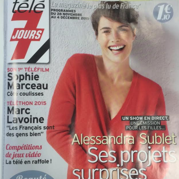 Alessandra Sublet en couverture du magazine Télé 7 Jours, programmes du 28 novembre au 4 décembre 2015.