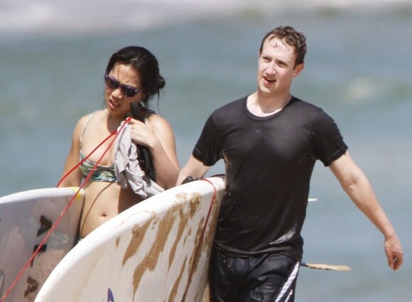 Exclusif - Mark Zuckerberg, patron de Facebook, et Priscilla en vacances à Hawaii, le 25 avril 2013.
