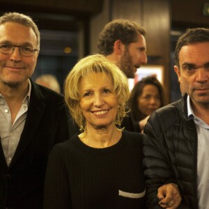 Laurent Ruquier, Catherine Barma et Yann Moix - Remise du prix Philippe Caloni 2015 à la Scam (Société Civile des Auteurs Multimedias) à Paris le 24 novembre 2015. Le prix Philippe Caloni distingue chaque année un journaliste professionnel pratiquant avec talent l'exercice de l'interview ou de l'entretien. © Veeren / Bestimage.