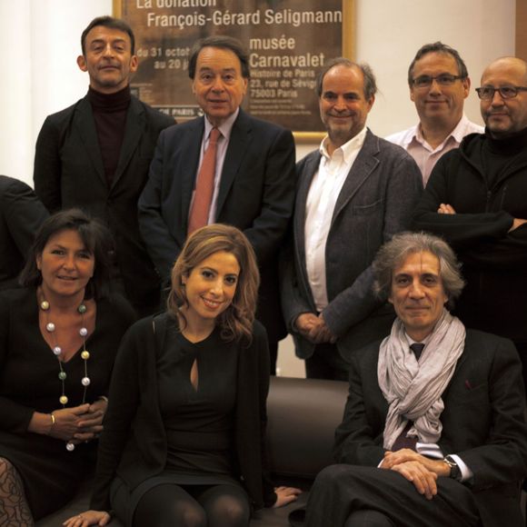 Frédéric Taddeï, Marc Voinchet, Jean-Noël Jeanneney, Thierry Demaizière (Lauréat 2014 du Prix Caloni), Lise Blanchet, Léa Salamé (lauréate du prix Philippe Caloni 2015) et Edouard-Vincent Caloni  - Remise du prix Philippe Caloni 2015 à la Scam (Société Civile des Auteurs Multimedias) à Paris le 24 novembre 2015. Le prix Philippe Caloni distingue chaque année un journaliste professionnel pratiquant avec talent l'exercice de l'interview ou de l'entretien. © Veeren / Bestimage.