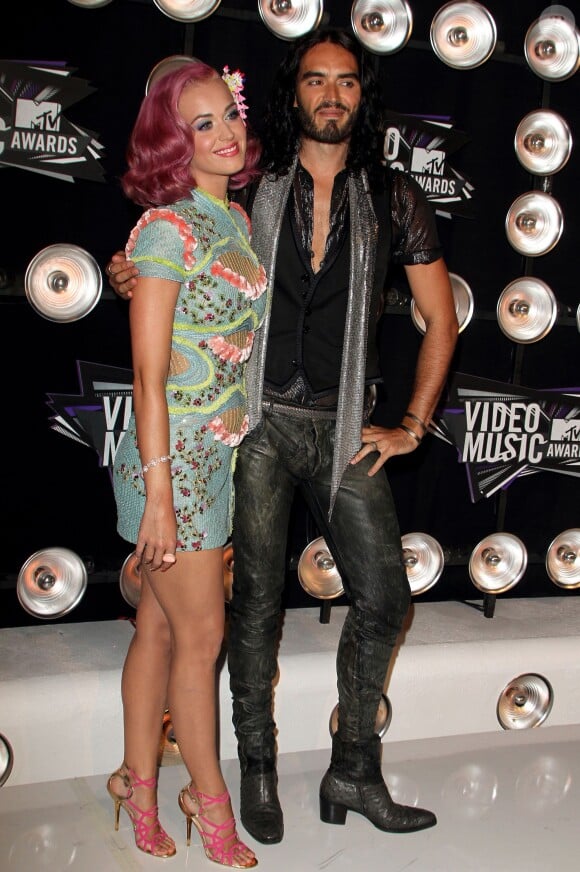 Katy Perry et son ex-mari Russell Brand lors des 28e MTV Video Music Awards à Los Angeles, le 28 août 2011