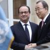 François Hollande a reçu le secrétaire général des Nations Unies Ban Ki-moon au palais de l'Elysée pour un entretien, à l'occasion de la COP21. Paris, le 29 novembre 2015 © Stéphane Lemouton / Bestimage