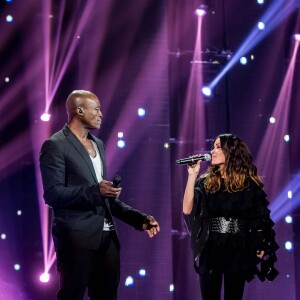 Exclusif - Seal et la chanteuse Jenifer Bartoli -en répétition le 3 décembre 2015 pour l'émission "Bercy fête ses 30 ans - Le concert anniversaire", diffusée le 4 décembre sur TF1 en direct de l'AccorHotels Arena à Paris. © Veeren/Moreau/Bestimage