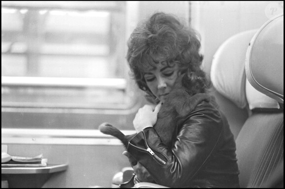Elizabeth Taylor dans un train Paris Milan en 1971.