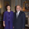 La princesse Victoria de Suède, enceinte, recevait le président afghan Ashraf Ghani, au palais royal de Stockholm, le 4 décembre 2015