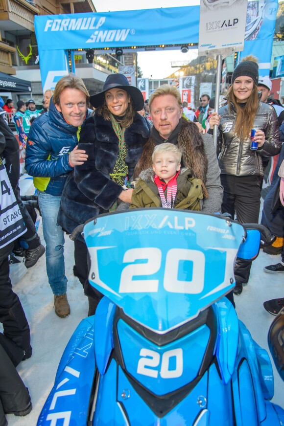Le footballeur Andreas Wernig, Lilly Becker, son mari Boris Becker et leur fils Amadeus au "Formula Snow 2015" à Saalbach - Hinterglemm le 5 décembre 2015