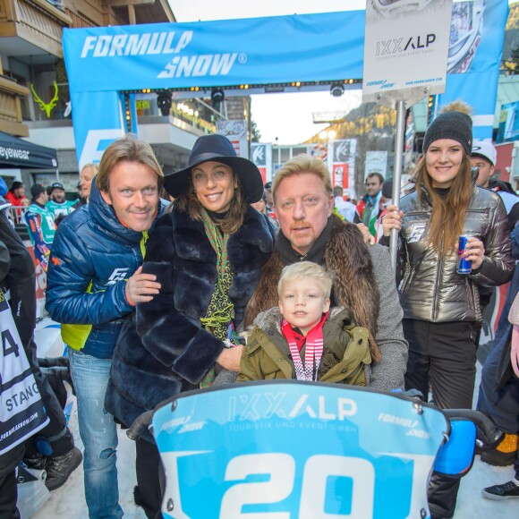 Le footballeur Andreas Wernig, Lilly Becker, son mari Boris Becker et leur fils Amadeus au "Formula Snow 2015" à Saalbach - Hinterglemm le 5 décembre 2015