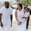 Kim Kardashian, Kanye West et leur fille North West à Los Angeles. Le 5 avril 2015.