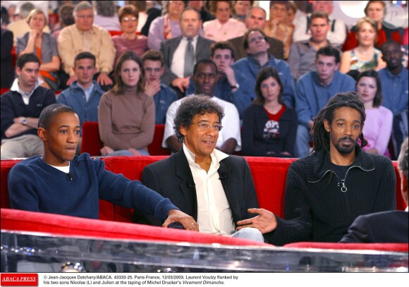 Laurent Voulzy et ses fils Nicolas et Julien,  sur le plateau de Vivement Dimanche en 2003