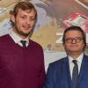 Aldo Magada (président des montres Zenith), avec Amaury Leveaux lors de l'inauguration du pop-up store de l'horloger à Paris le 3 décembre 2015.