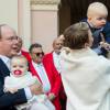 Premier anniversaire de Jacques et Gabriella, aux côtés de leurs parents, Albert et Charlene de Monaco, Place d'Armes à Monaco, le 10 décembre 2015.