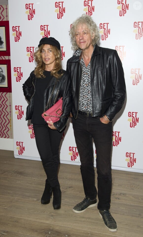 Bob Geldof et sa fiancée Jeanne Marine - Soirée de la projection du film "Get On Up" à Londres le 14 septembre 2014.