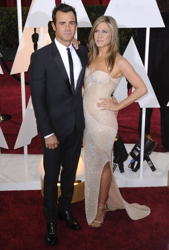 Justin Theroux, Jennifer Aniston - People à la 87ème cérémonie des Oscars à Hollywood, le 22 février 2015.