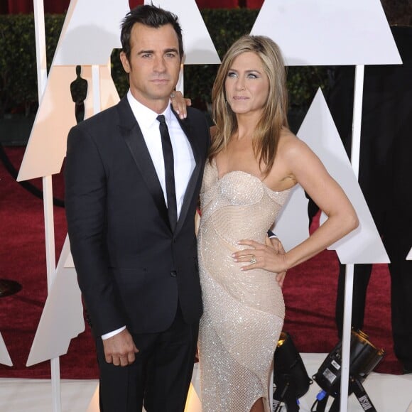 Justin Theroux, Jennifer Aniston - People à la 87ème cérémonie des Oscars à Hollywood, le 22 février 2015.