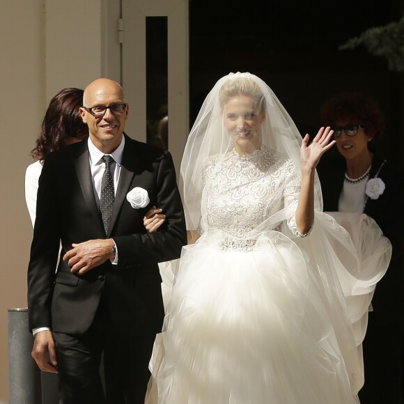 Mariage civil et religieux de Pascal Obispo et Julie Hantson à la mairie et en l'église Notre-Dame-des-Flots au Cap-Ferret le 19 septembre 2015
