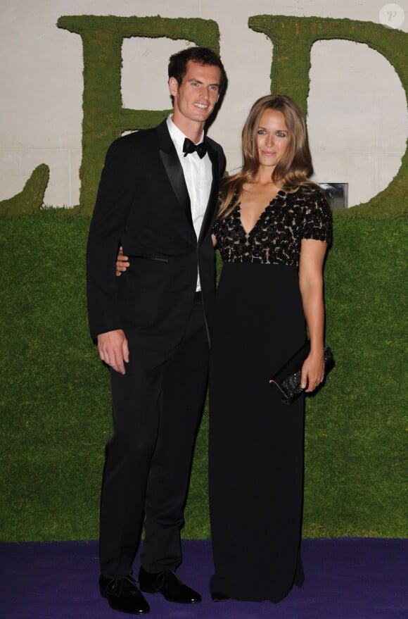 Andy Murray et sa compagne Kim Sears - Diner des champions du tournoi de Wimbledon a Londres le 7 juillet 2013.