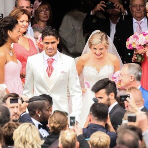 Mariage de Raphaël Varane et Camille Tytgat à la mairie du Touquet puis en l'église Sainte-Jeanne d'Arc le 20 juin 2015