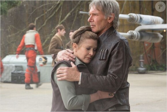 Carrie Fisher et Harrison Ford dans Star Wars : Le Réveil de la Force.