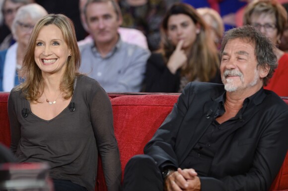 Catherine Marchal et son mari Olivier Marchal - Enregistrement de l'émission "Vivement Dimanche" à Paris le 15 décembre 2015 et qui sera diffusée le 6 janvier 2016.