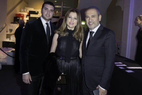 Elie Saab Jr. , Elie Saab et sa femme Claudine - Dîner organisé par Babeth Djian au profit de l'association AEM (un Avenir pour les Enfants du Monde) au bénéfice des enfants du Rwanda, à l'Espace Pierre Cardin, à Paris, le 16 décembre 2015. © Olivier Borde / Bestimage