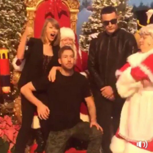 Taylor Swift, Calvin Harris et le Dj Snake à la soirée d'anniversaire de Taylor Swift chez Jimmy Iovine à Malibu, le 13 décembre 2015. Image extraite d'un snapchat publié par le Dj.