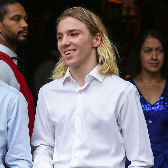 Rocco Ritchie (fils de Guy Ritchie) à la sortie de l'hôtel « The Bowery » à New York, le 10 aout 2015