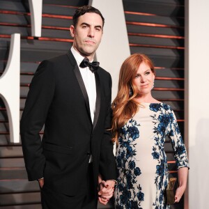 Sacha Baron Cohen, Isla Fisher à la soirée Vanity Fair Oscar à Los Angeles, le 22 février 2015