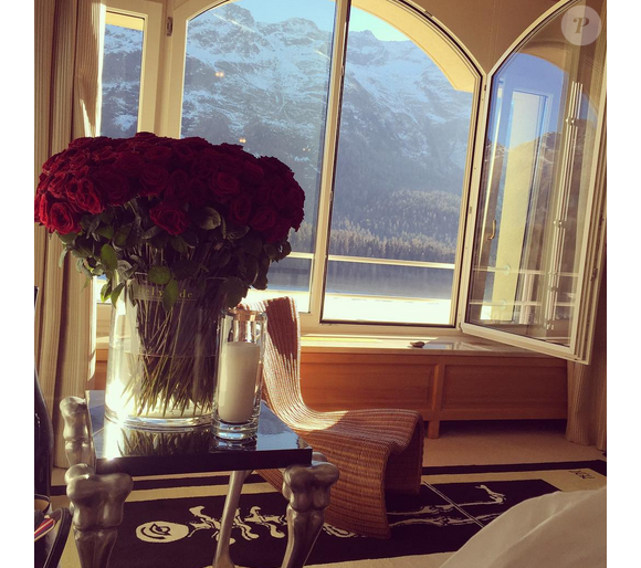 Heidi Klum et Vito Schnabel profitent de leur séjour en amoureux à Saint Moritz. Photo postée sur Instagram, à la fin du mois de décembre 2015.