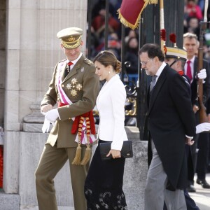 Le roi Felipe VI d'Espagne présidait, avec la reine Letizia, la Pâque militaire au palais du Pardo à Madrid le 6 janvier 2016. Leur entrée officielle dans la nouvelle année.