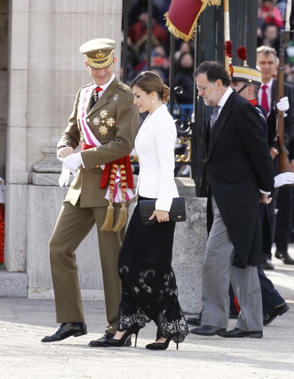 Le roi Felipe VI d'Espagne présidait, avec la reine Letizia, la Pâque militaire au palais du Pardo à Madrid le 6 janvier 2016. Leur entrée officielle dans la nouvelle année.