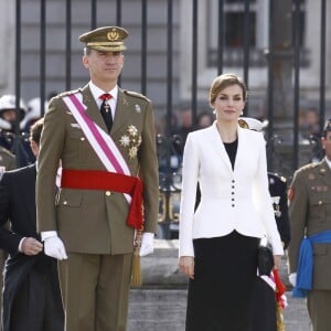 Le roi Felipe VI d'Espagne présidait, avec la reine Letizia, la Pâque militaire au palais du Pardo à Madrid le 6 janvier 2016. Leur entrée officielle dans la nouvelle année.