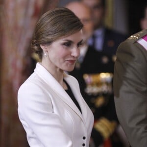 Le roi Felipe VI d'Espagne présidait, avec la reine Letizia, la Pâque militaire au palais du Pardo à Madrid le 6 janvier 2016. Leur entrée officielle dans la nouvelle année.