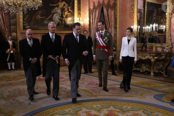 Le roi Felipe VI d'Espagne présidait, avec la reine Letizia, la Pâque militaire au palais du Pardo à Madrid le 6 janvier 2016. Leur entrée officielle dans la nouvelle année.