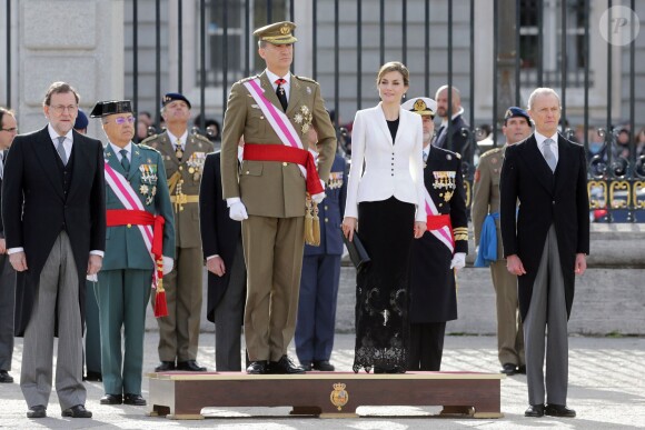 Le roi Felipe VI d'Espagne présidait, avec la reine Letizia, la Pâque militaire au palais du Pardo à Madrid le 6 janvier 2016. Leur entrée officielle dans la nouvelle année.