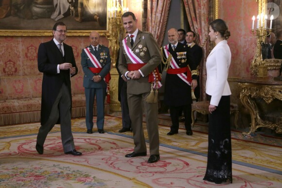 Le roi Felipe VI d'Espagne présidait, avec la reine Letizia, la Pâque militaire au palais du Pardo à Madrid le 6 janvier 2016. Leur entrée officielle dans la nouvelle année.