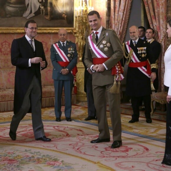 Le roi Felipe VI d'Espagne présidait, avec la reine Letizia, la Pâque militaire au palais du Pardo à Madrid le 6 janvier 2016. Leur entrée officielle dans la nouvelle année.