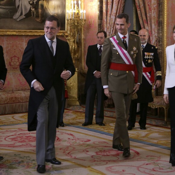 Le roi Felipe VI d'Espagne présidait, avec la reine Letizia, la Pâque militaire au palais du Pardo à Madrid le 6 janvier 2016. Leur entrée officielle dans la nouvelle année.