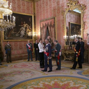 Le roi Felipe VI d'Espagne présidait, avec la reine Letizia, la Pâque militaire au palais du Pardo à Madrid le 6 janvier 2016. Leur entrée officielle dans la nouvelle année.