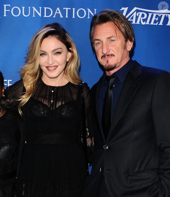 Madonna et Sean Penn - Gala de la fondation de l'acteur pour Haïti, J/P Haitian Relief Organization, à Los Angeles le 9 janvier 2016.