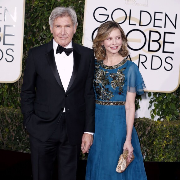 Harrison Ford et sa femme Calista Flockhart - 73e cérémonie annuelle des Golden Globe Awards à Beverly Hills, le 10 janvier 2016.