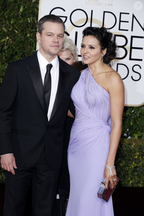 Matt Damon et sa femme Luciana Barroso - 73e cérémonie annuelle des Golden Globe Awards à Beverly Hills, le 10 janvier 2016.