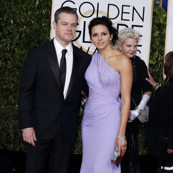 Matt Damon et sa femme Luciana Barroso - 73e cérémonie annuelle des Golden Globe Awards à Beverly Hills, le 10 janvier 2016.