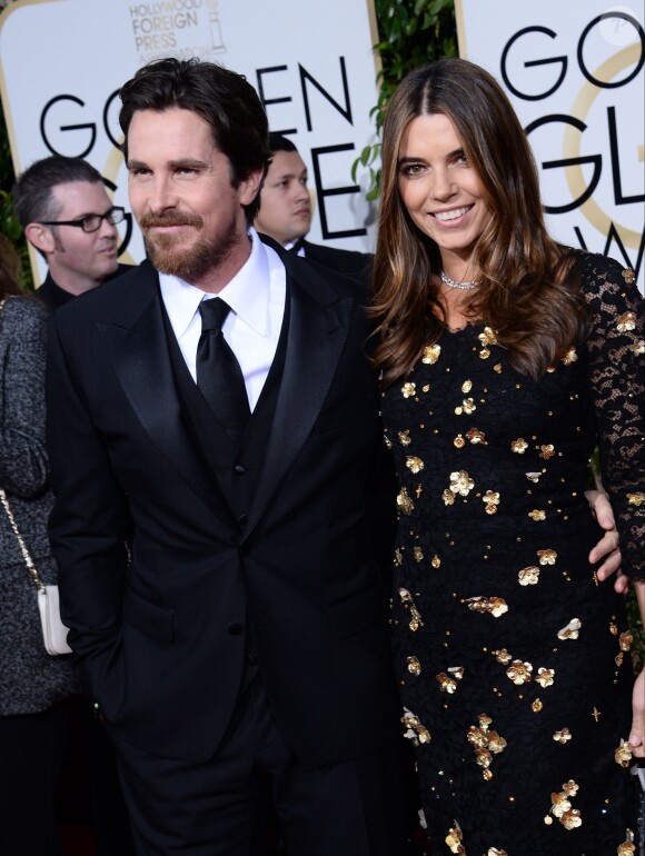 Christian Bale et Sibi Blazic sur le tapis rouge des Golden Globe Awards à Beverly Hills, Los Angeles, le 10 janvier 2016.