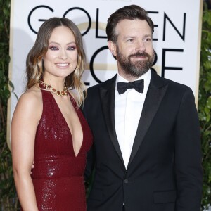 Olivia Wilde et son fiancé Jason Sudeikis - 73e cérémonie annuelle des Golden Globe Awards à Beverly Hills, le 10 janvier 2016.