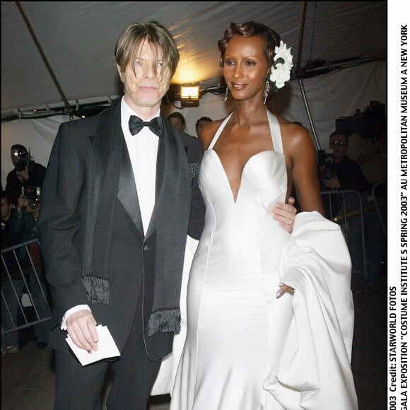 David Bowie et Iman au Costume Institute Gala au Met à New York en avril 2003.