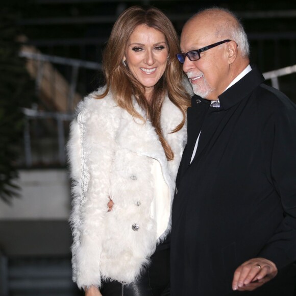 Céline Dion et René Angélil quittent leur hôtel pour se rendre sur le plateau de l'emission TV "Vivement Dimanche" à Paris le 13 novembre 2013