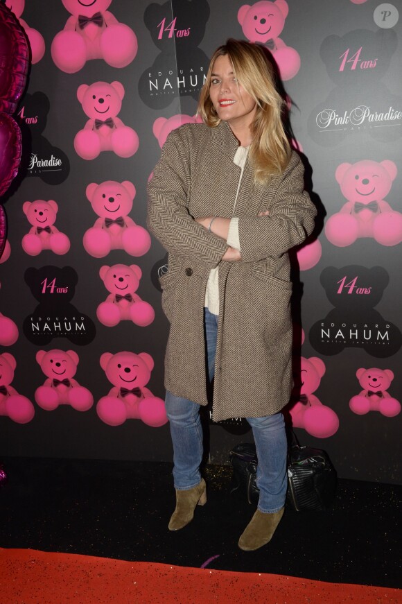 Exclusif - Justine Fraioli, lors de la soirée du 14e anniversaire du Pink Paradise à Paris le 14 janvier 2016. Le Pink Paradise présente lors de cet événement sa première ligne de joaillerie en collaboration avec Edouard Nahum : Pink Jewelery.