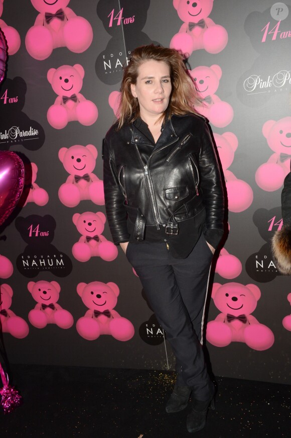 Exclusif - Marie-Amélie Seigner, lors de la soirée du 14e anniversaire du Pink Paradise à Paris le 14 janvier 2016. Le Pink Paradise présente lors de cet événement sa première ligne de joaillerie en collaboration avec Edouard Nahum : Pink Jewelery.