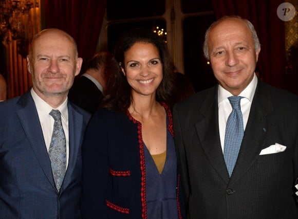 Jean-Paul Salomé (Président d'UniFrance), Isabelle Giordano (Directrice Générale d'UniFrance) et Laurent Fabius - Remise du premier prix "French Cinema Award" au Quai dOrsay à Paris le 15 janvier 2016