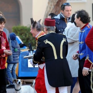 La princesse Stéphanie de Monaco participe à l'Open Air Circus Show à Monaco le 16 janvier 2016. Pour la 40e édition du Festival International du Cirque de Monte Carlo, une Parade a traversé la Principauté en partant du chapiteau Fontvieille pour terminer Place du Palais. Pendant plus d'une heure et demie une partie des artistes a offert au public venu en nombre, un aperçu du spectacle qui se déroule en principauté jusqu'au 24 janvier. © Bruno Bebert / Bestimage